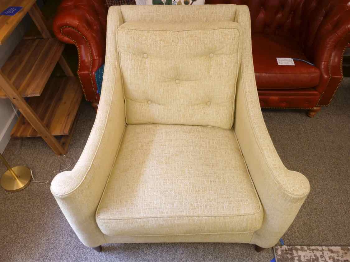 Pair of Emerson Bentley  Modern Chairs W/ Gold Tweed Fabric