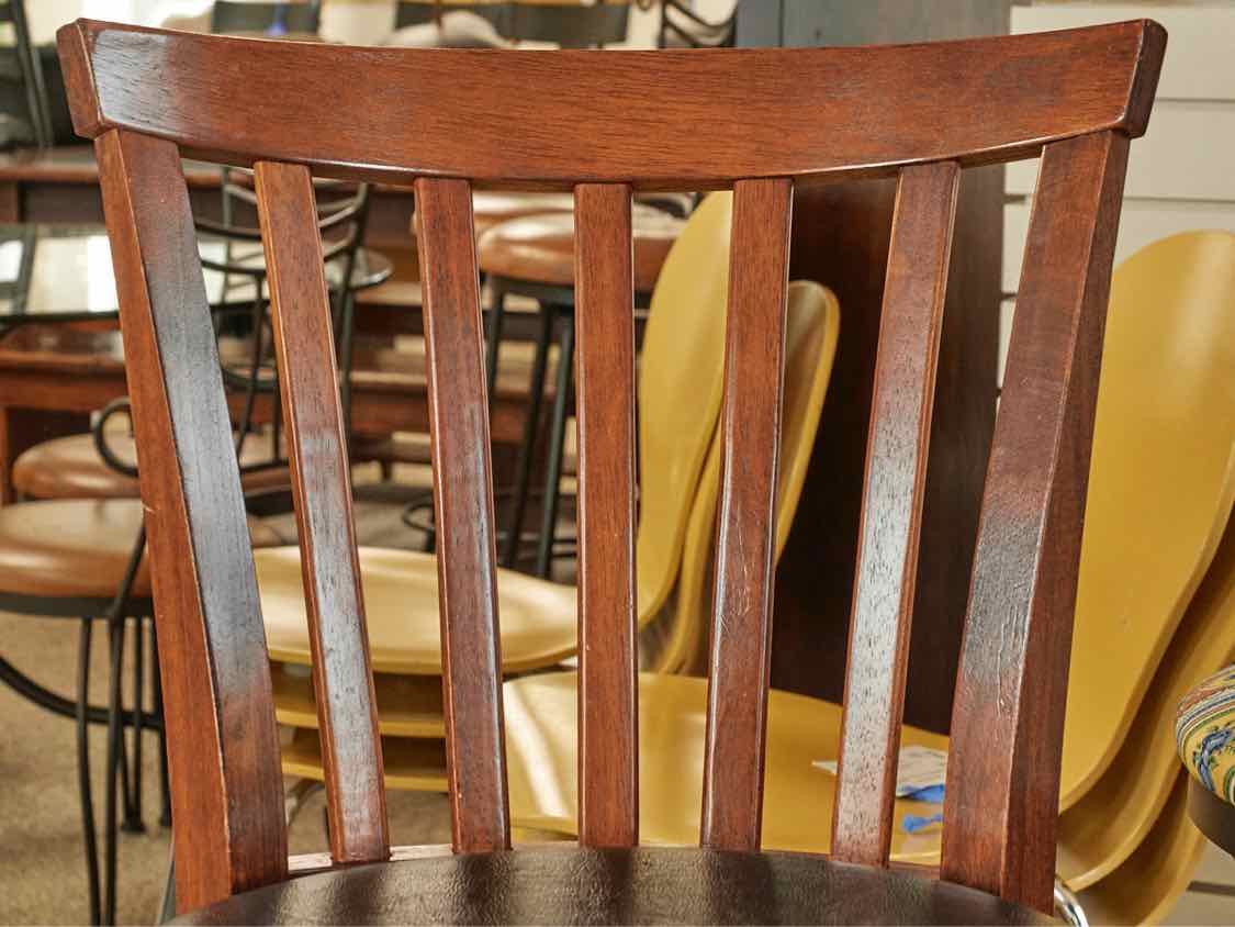 Set of 3 Cherry Stain Slat Bar Stools