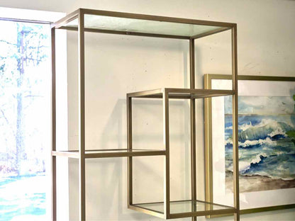 Pottery Barn Gold and Glass Bookcase