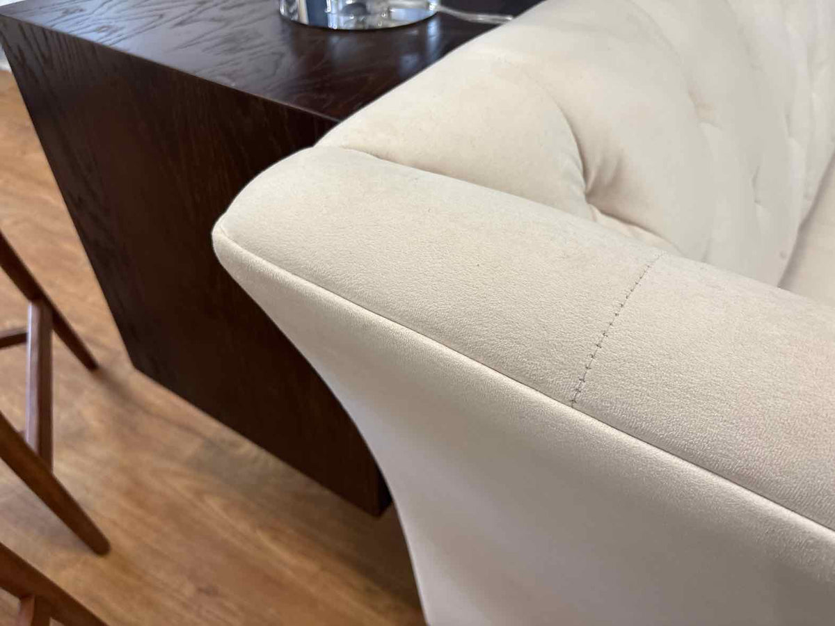 Cream Tufted Wingback Sofa