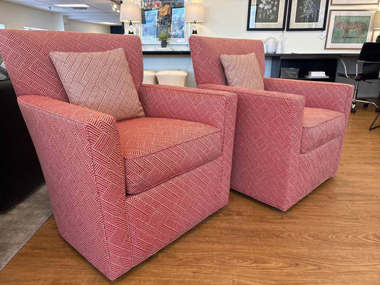 Ethan Allen Pair of 'Turner' Swivel Chairs