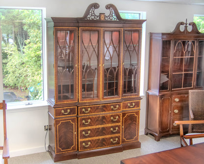 Councill Craftsman Burled Mahogany Breakfront W/ Satinwood Border