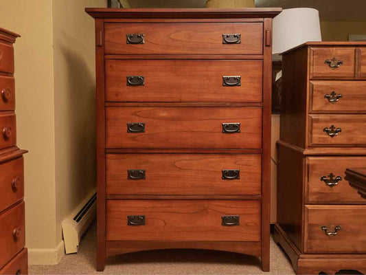 Cherry Mission Style 5 Drawer Chest