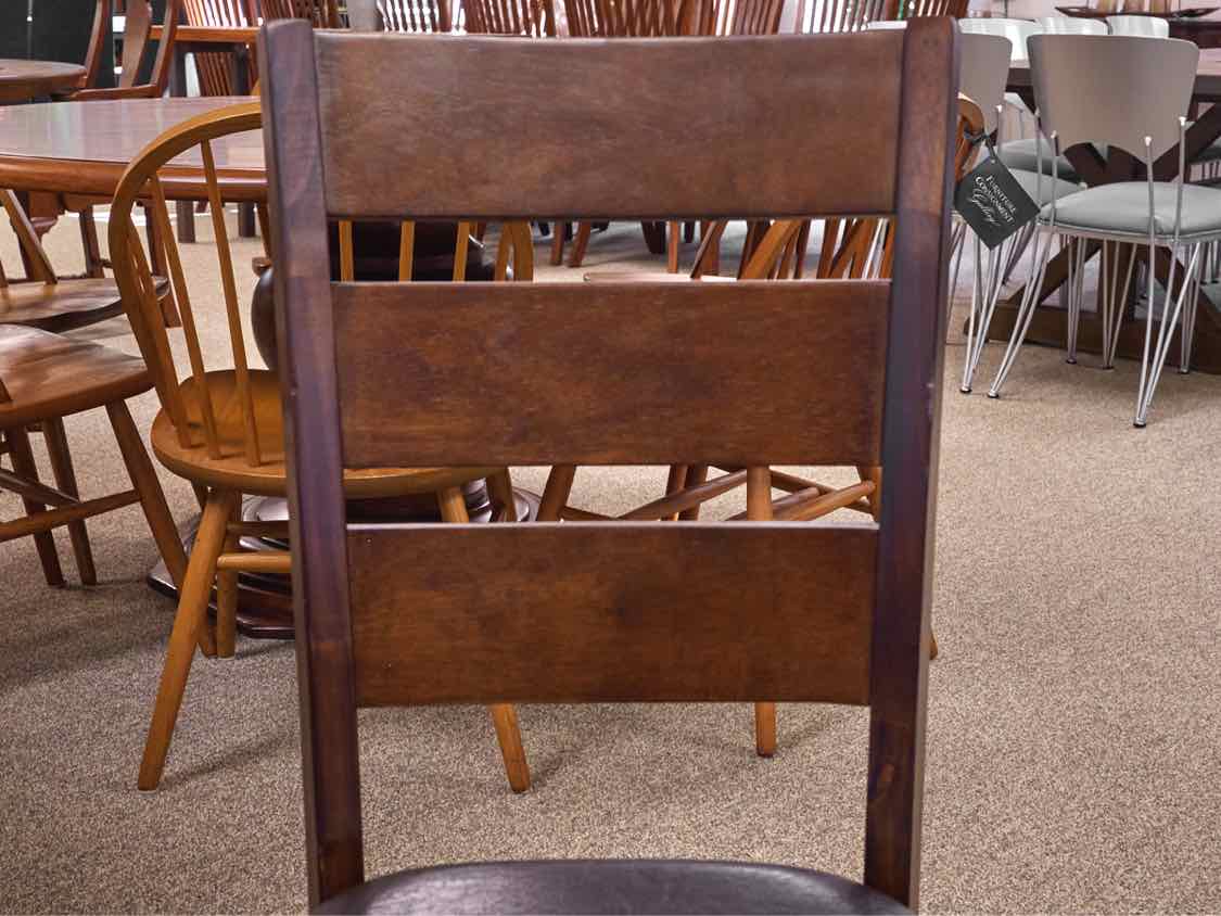 Dark Stain Dining Table W/ Pair of Slatback Chairs