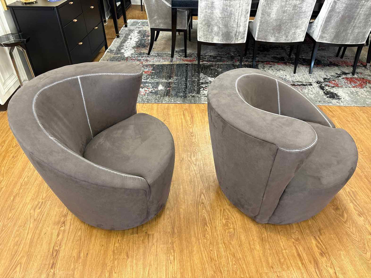 Pair of Asymmetrical Spiral Swivel Chairs
