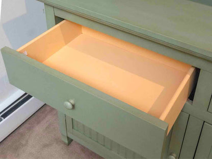 Sage Green Finish 4 Door 2 Drawer & Bead board   Hutch Cabinet
