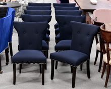 Set of 10 Deep Navy Upholstered Dining Chairs