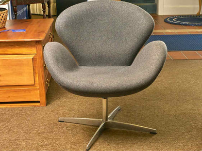 Pair of Grey Felt  Upholstered Swivel  Chairs with Steel Base