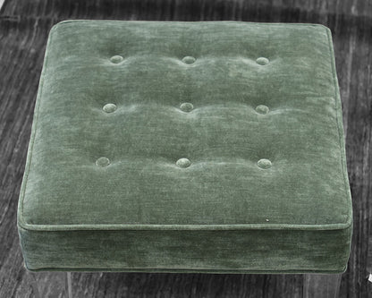Pair of Boston Interiors Ottomans in Teal on Lucite Legs
