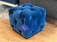 Navy Velvet Cube Ottoman