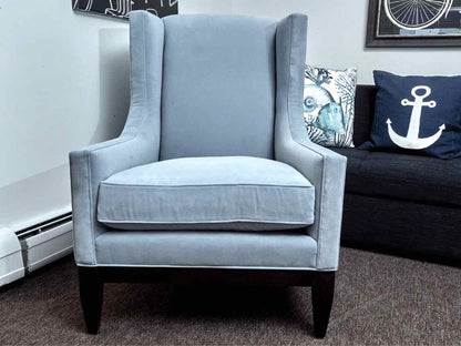 'Robin Egg' Blue Performance Velvet High Back Chair & Ottoman