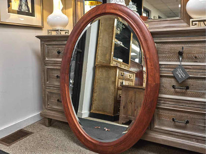 Oval Mirror in Bourbon Finish