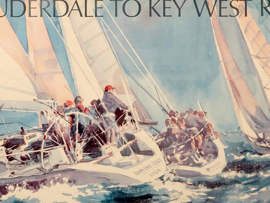 'Fort Lauderdale to Key West Race' Framed Print Signed RE Kennedy
