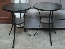 Pair Of Black Finish Metal Side Tables