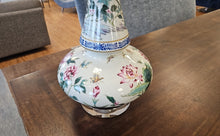 Porcelain Floral Long Neck Vase Lamp