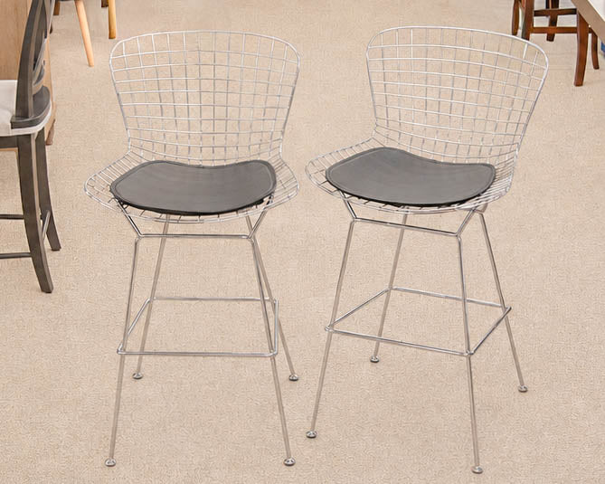 Pair of Chrome Wire Design Bar Stools
