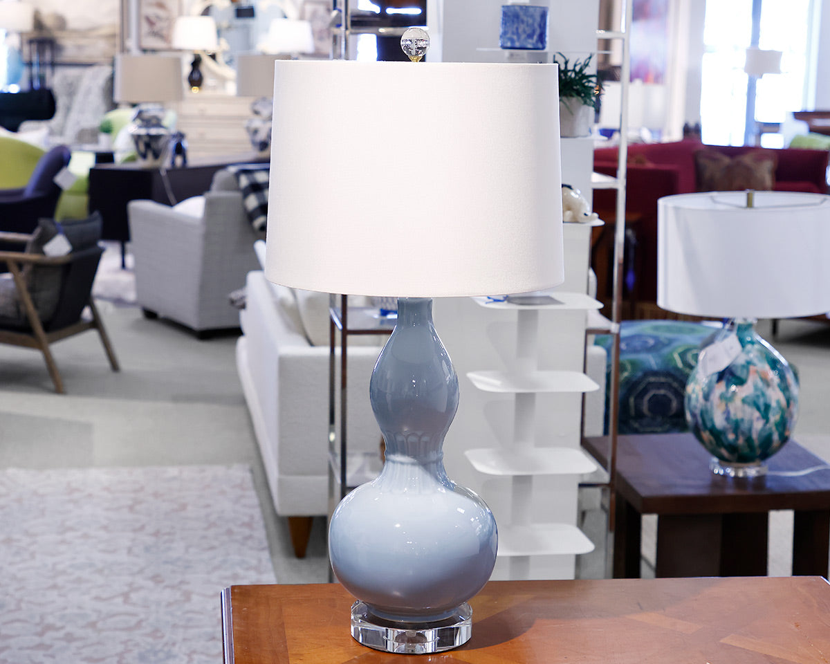 Ice Blue Porcelain Gourd Table Lamp
