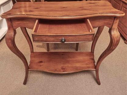 French Accent Table With Cabriolet Legs  1 Drawer & Lower Shelf