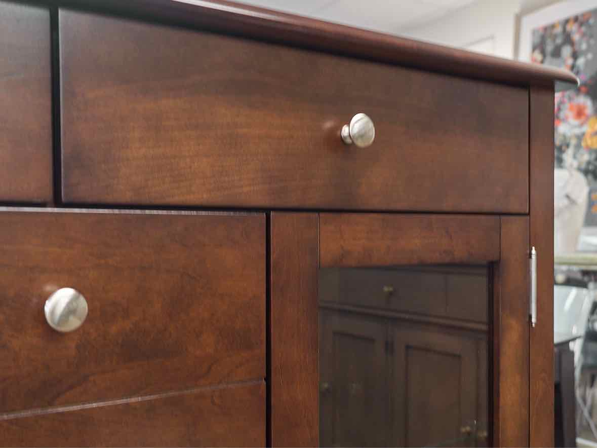 Bermex Display China Cabinet in Birch Wood Coffee Finish