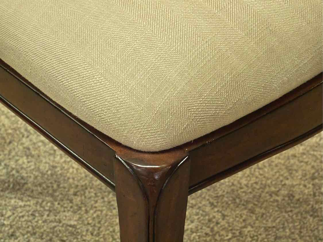 Set of 6 Jonathan Charles  Balloon Back Dining Chairs in Ivory Linen Upholstery