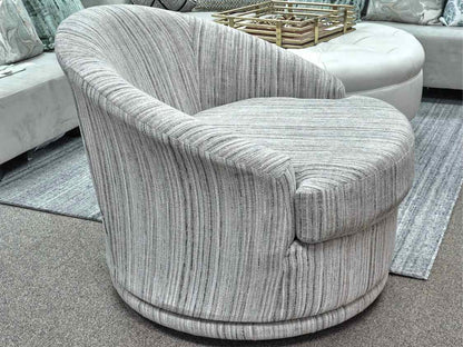 Pair of Raymoor & Flanigan Sofia Swivel Chairs in Loft Stripe