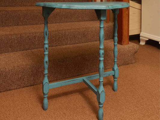 Distressed Aqua Blue Finish Demi Side Table