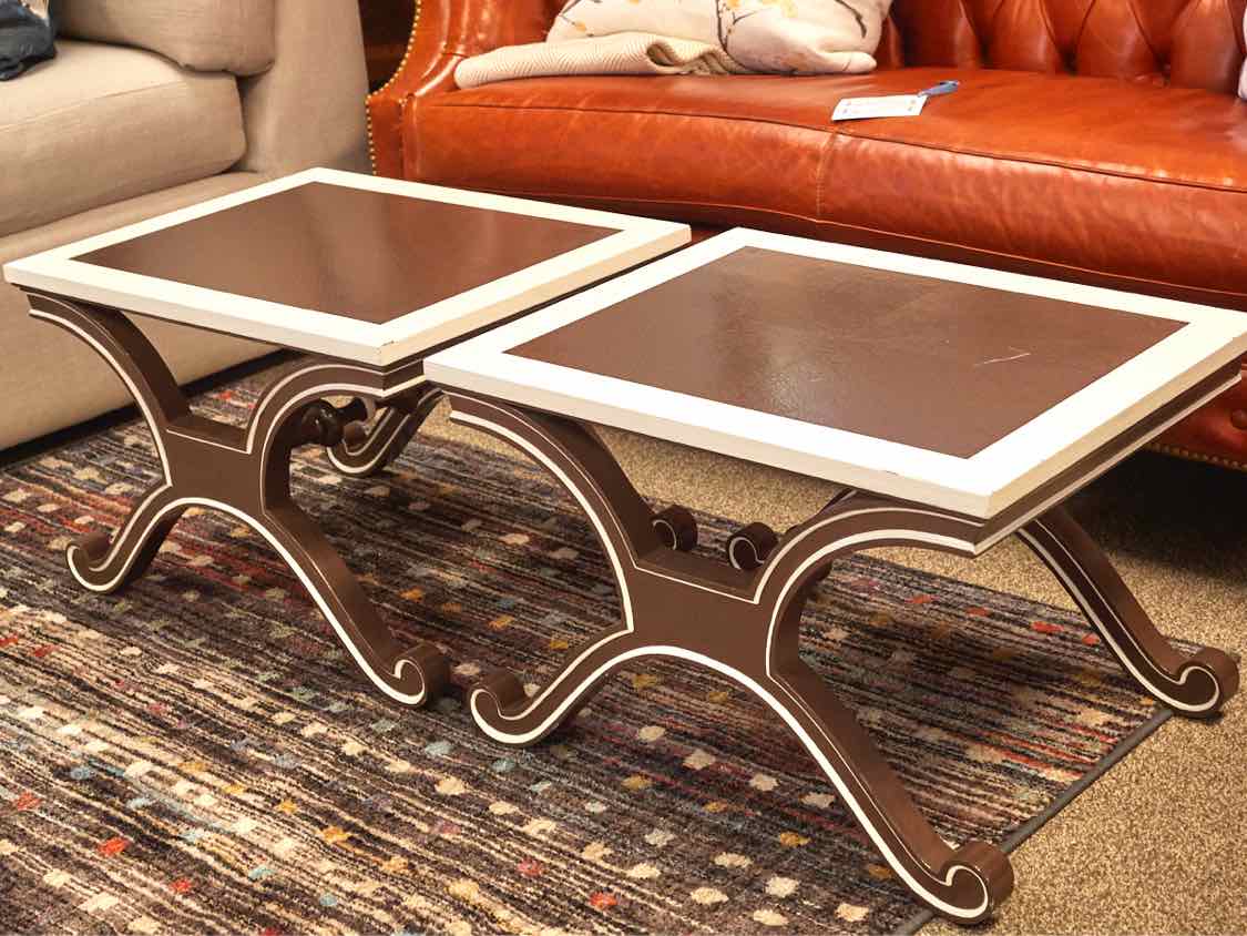 Pair of  Brown & White Painted Side Tables