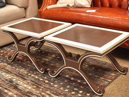Pair of  Brown & White Painted Side Tables
