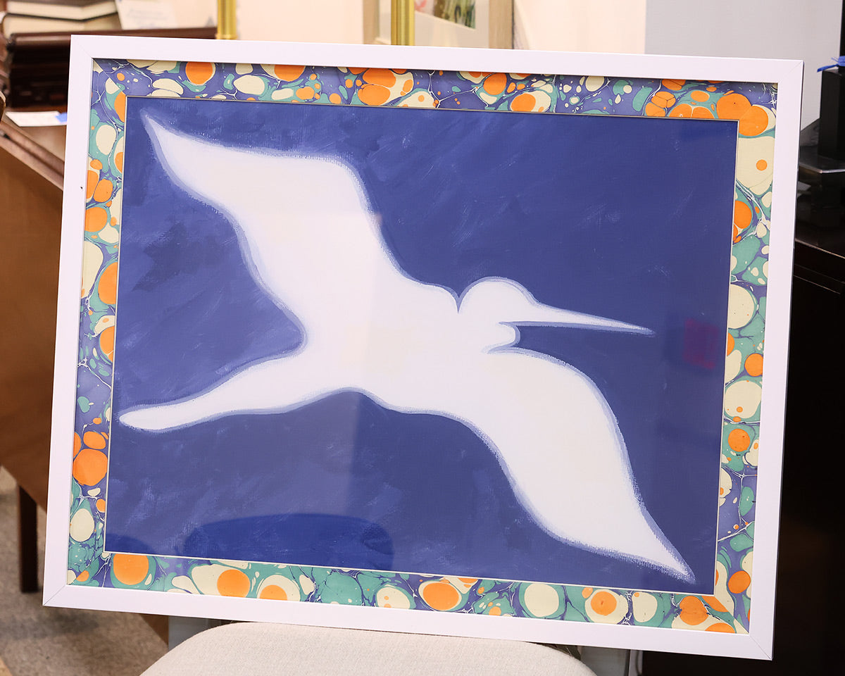 "Egrets Flight I" Print in White Shadowbox Frame