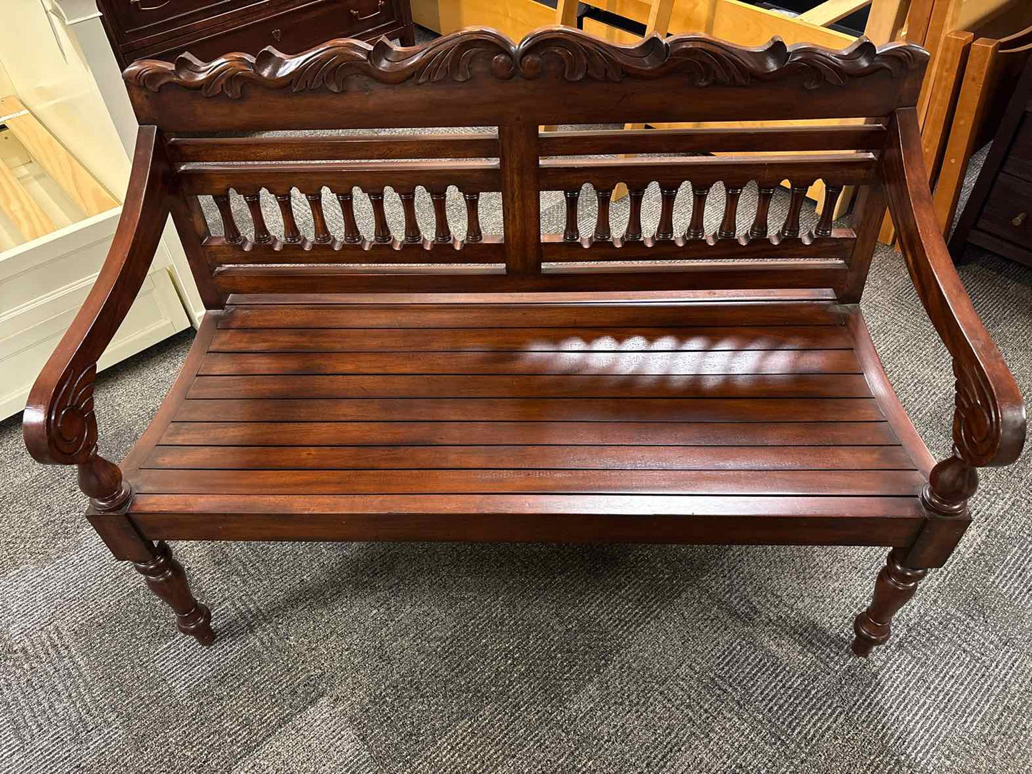 Furniture Classics Ltd. Carved Mahogany Bench