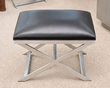 Pair of Ethan Allen Xanadu X-Base Ottomans in Black Leather