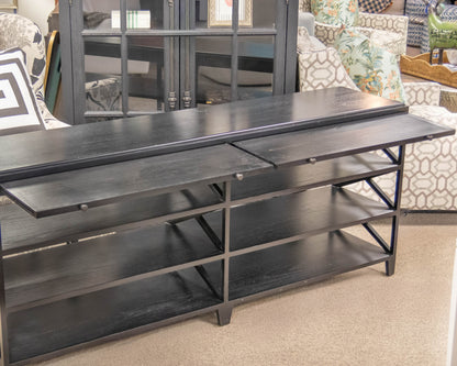 Low Display Console with Pullout Shelves in Black