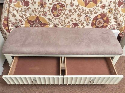 Upholstered 2 Drawer Cream Finsh Bench