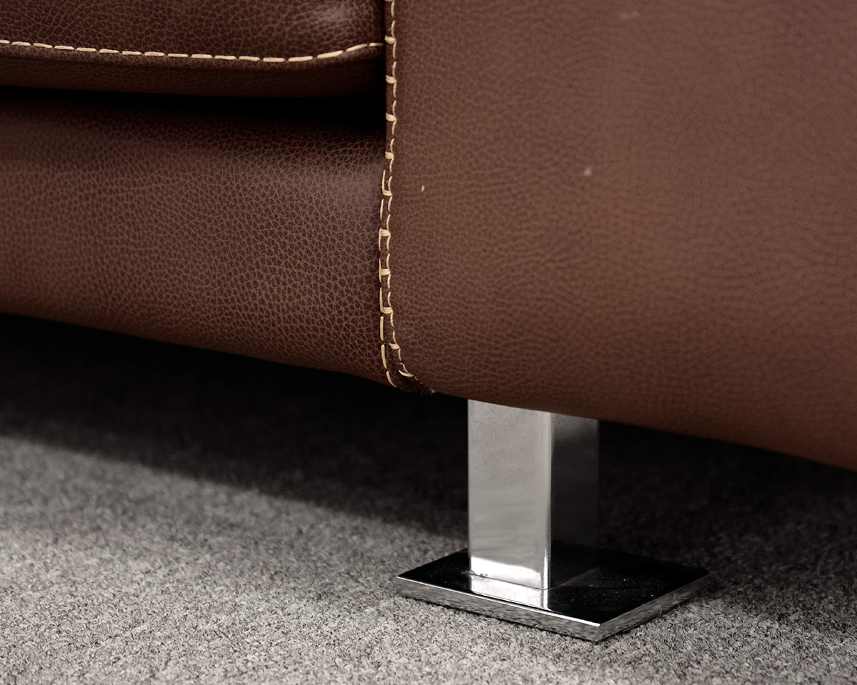 Roche Bobois Two Cushion Chocolate Brown Leather Sofa