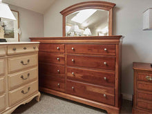 Stanley Louis Phillipe Style Cherry Double Dresser with Mirror
