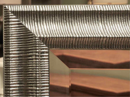 Silver Mirror with Ribbed Border Frame