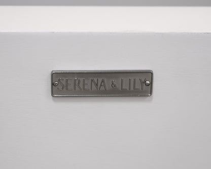 Serena & Lily White Lacquer and Brass Cocktail Table