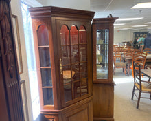 Pennsylvania House Dark Cherry Corner Cabinet with Window Pane Glass Door