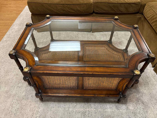 Cut Corner Glass Top Cocktail Table