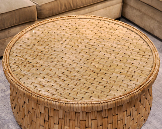 Serena & Lily 43" Round Rattan Cocktail Table