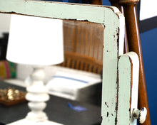 Tall Vintage Chest with Pivot Mirror in Rustic Mint Green
