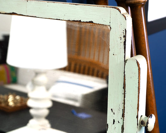 Tall Vintage Chest with Pivot Mirror in Rustic Mint Green