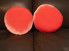 Pair Of Custom  Round Vibrant Tangerine Pink Velvet Accent Pillows