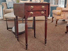Mahogany 2 Drawer Turned Legs On Casters Drop Leaf Side Table