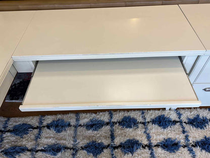 White L-Shaped Desk w/ Filing Cabinet