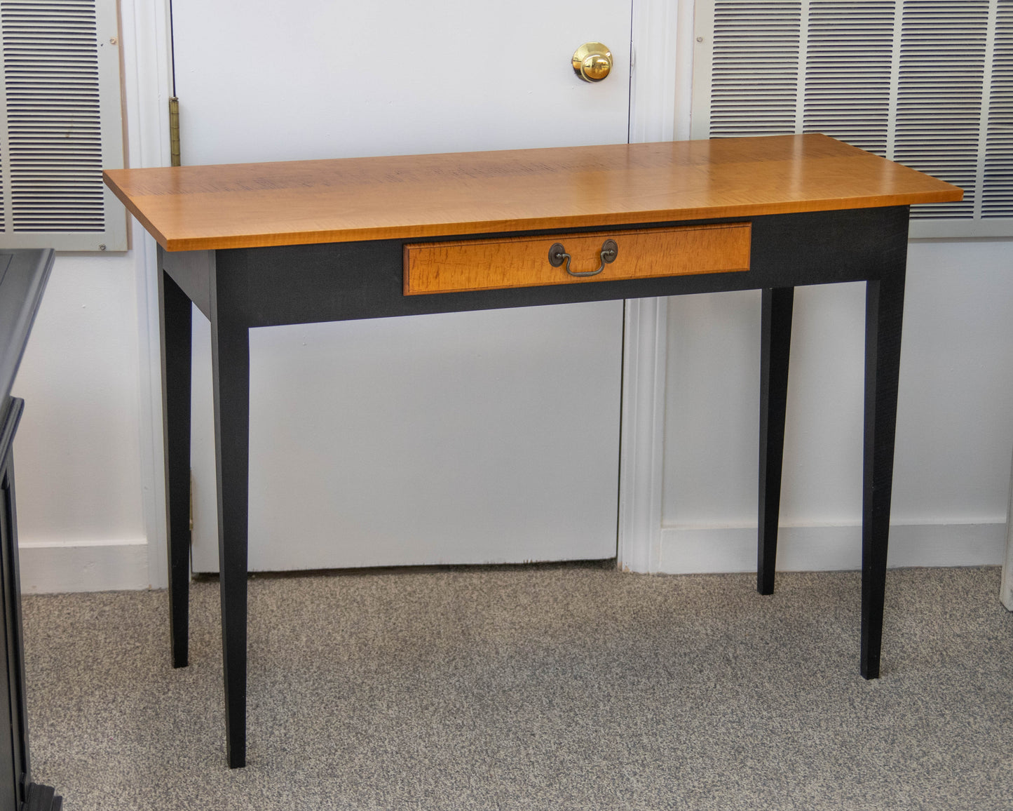 Black Console W/ Tiger Maple Top