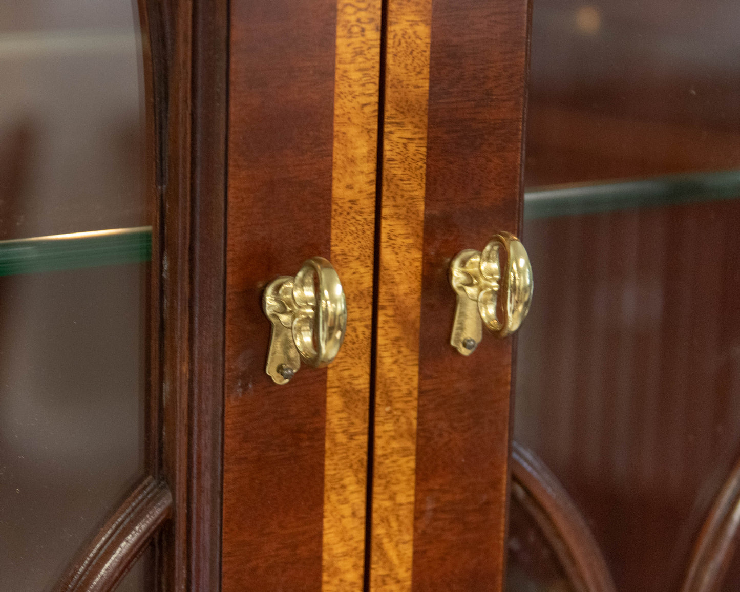 Councill Craftsman Burled Mahogany Breakfront W/ Satinwood Border