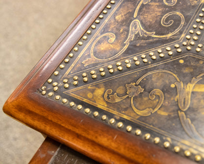 Regency Cocktail Table with Embossed Brass Panels and Side Pullouts