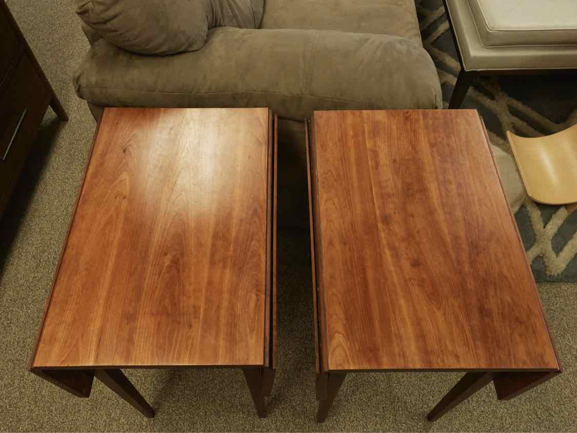 Pair of Benchmade Solid Cherry Dropleaf Tables