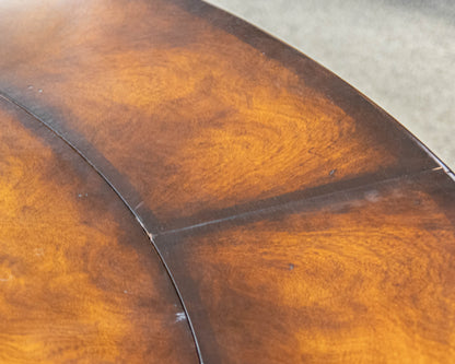 Burled Walnut  Round Dining Table On A Birdcage Base W/ 4 Permitter Leaves